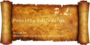 Petrilla Lóránt névjegykártya