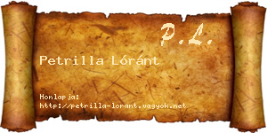Petrilla Lóránt névjegykártya